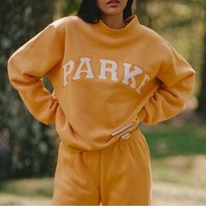 PARKE VARSITY MOCK NECK SWEATSHIRT NEW! Apricot/White NWT(in bag) L/XL